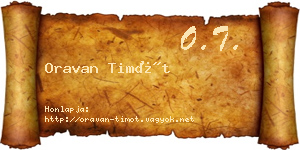 Oravan Timót névjegykártya